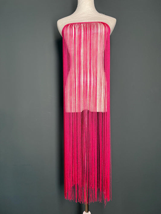Cerise Dense Fringe Trim, 40" 100cm Wide, Sewing Embellishment, 27 Colour Options