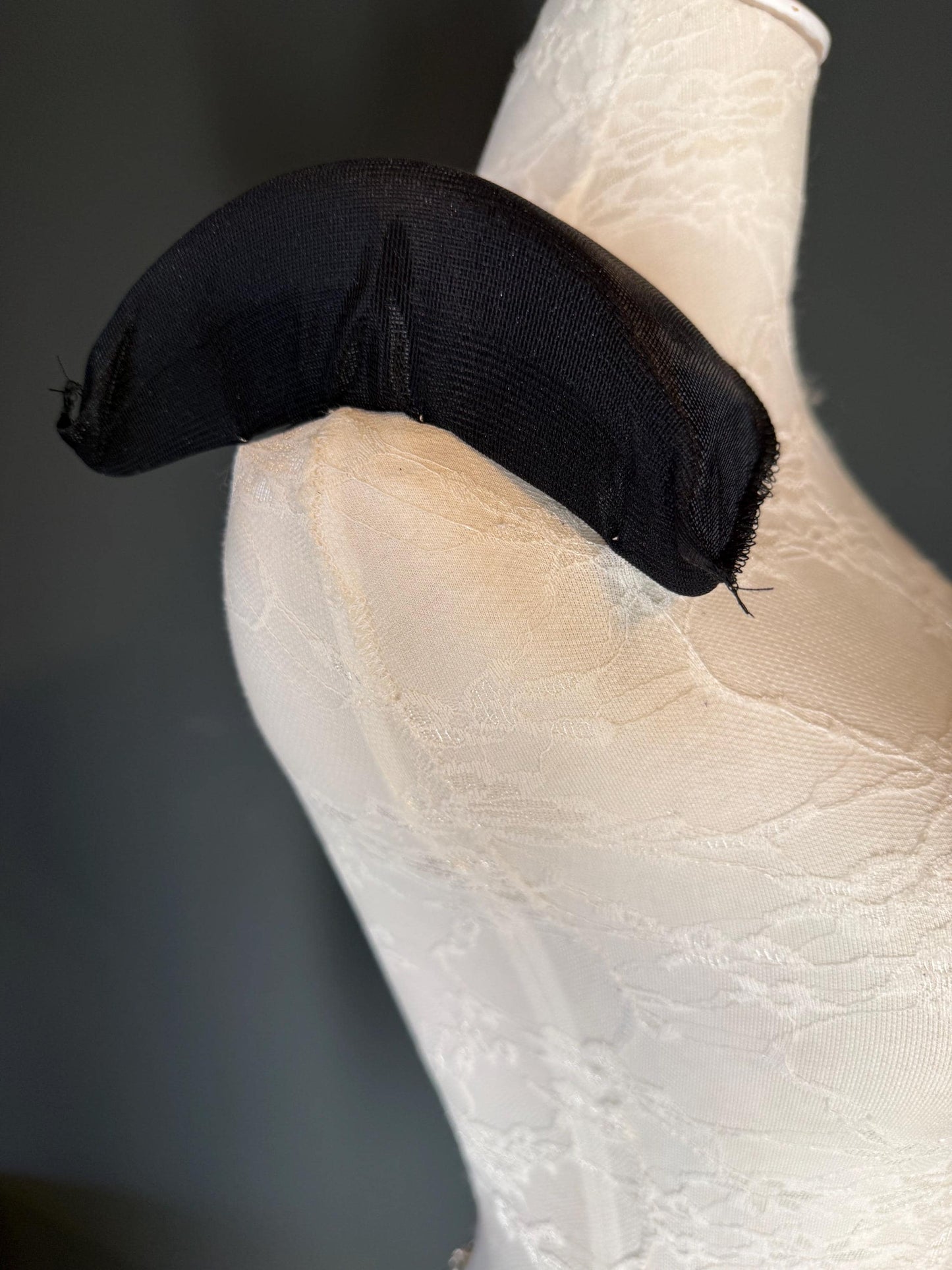 1 pair, Deep Covered Shoulder Pads, 5cm (2”) Thickness, Black, Ivory, UK Made
