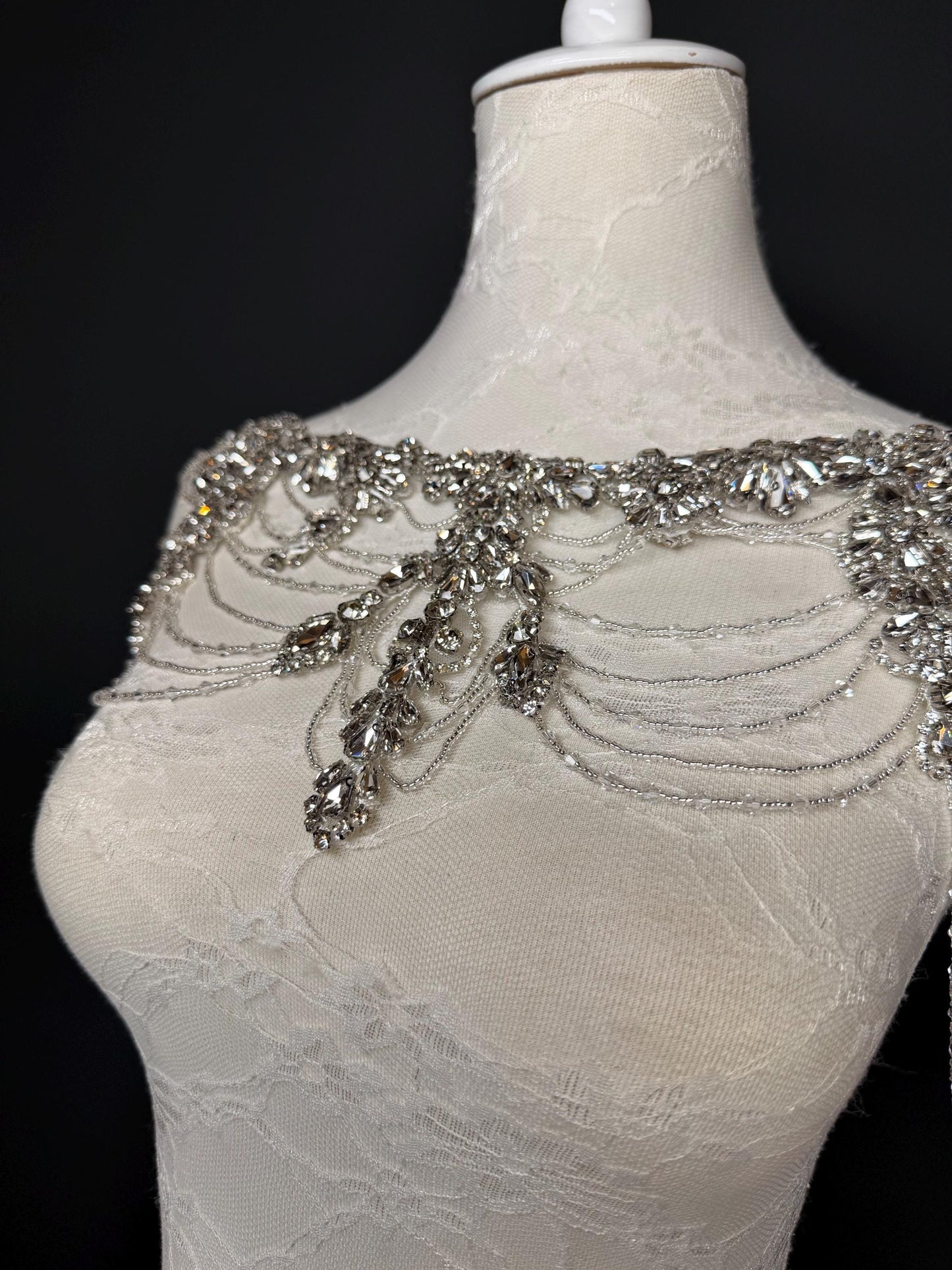 Jewel Shoulder Accessory, Bridal, Elegant, Rhinestone, Beaded shoulder jewellery