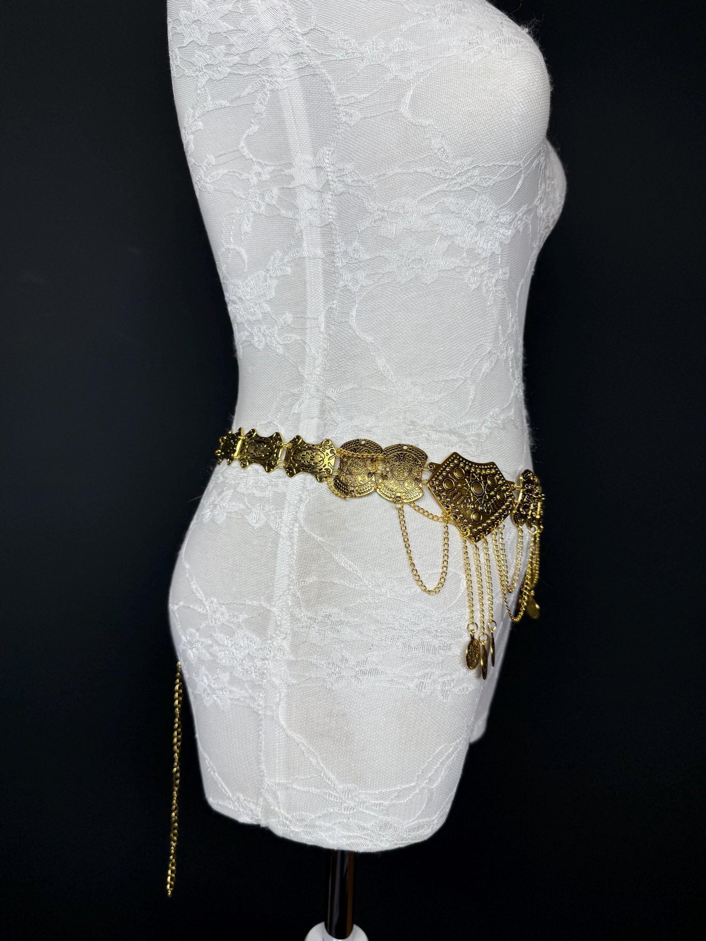 Handmade Antique Gold Disc Belly Chain Belt: Festival Costume 18-40inch