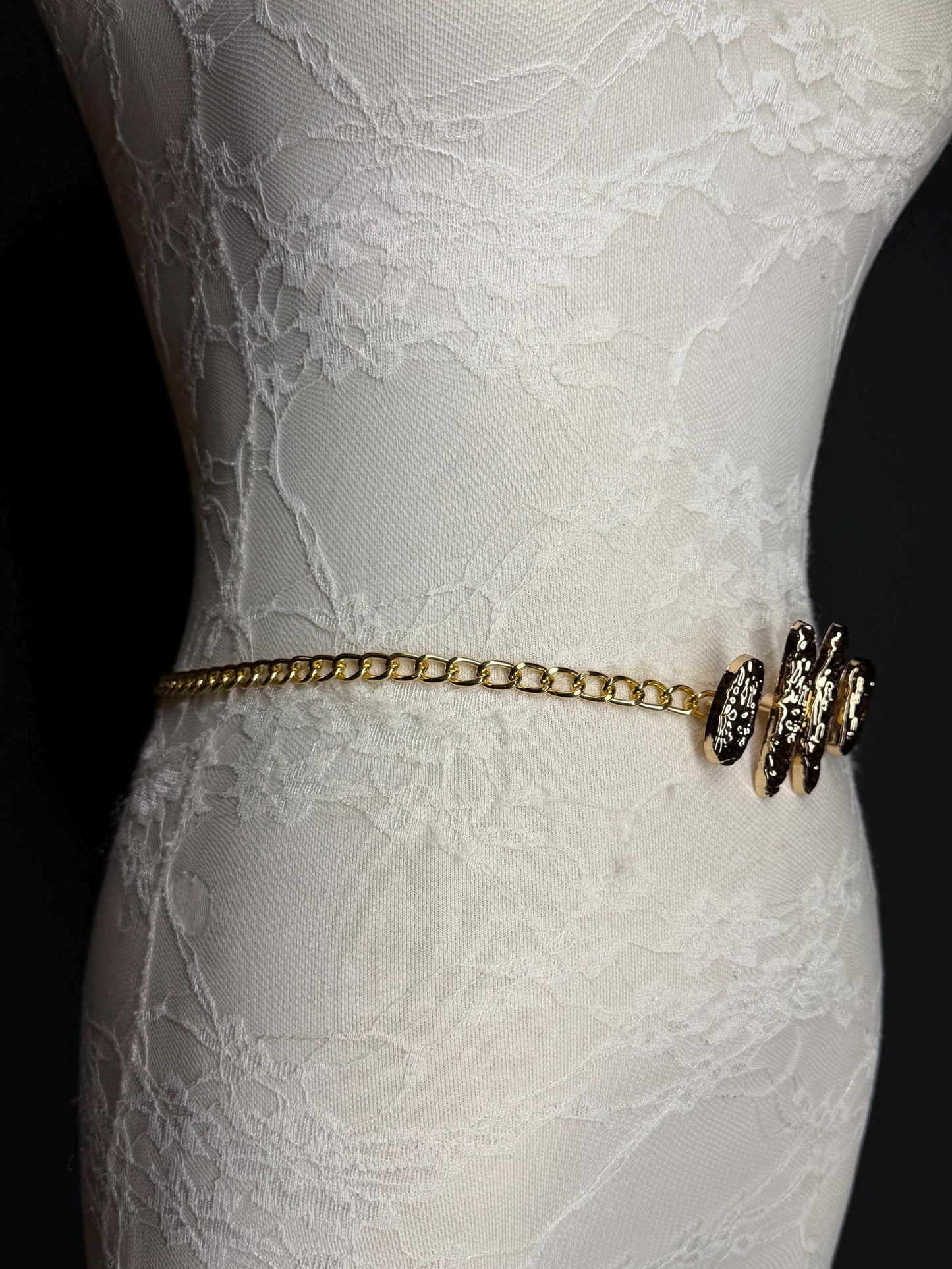 Gold Chain Belt with Statement Buckle – Handmade to Measure 18–60 Inch Waist