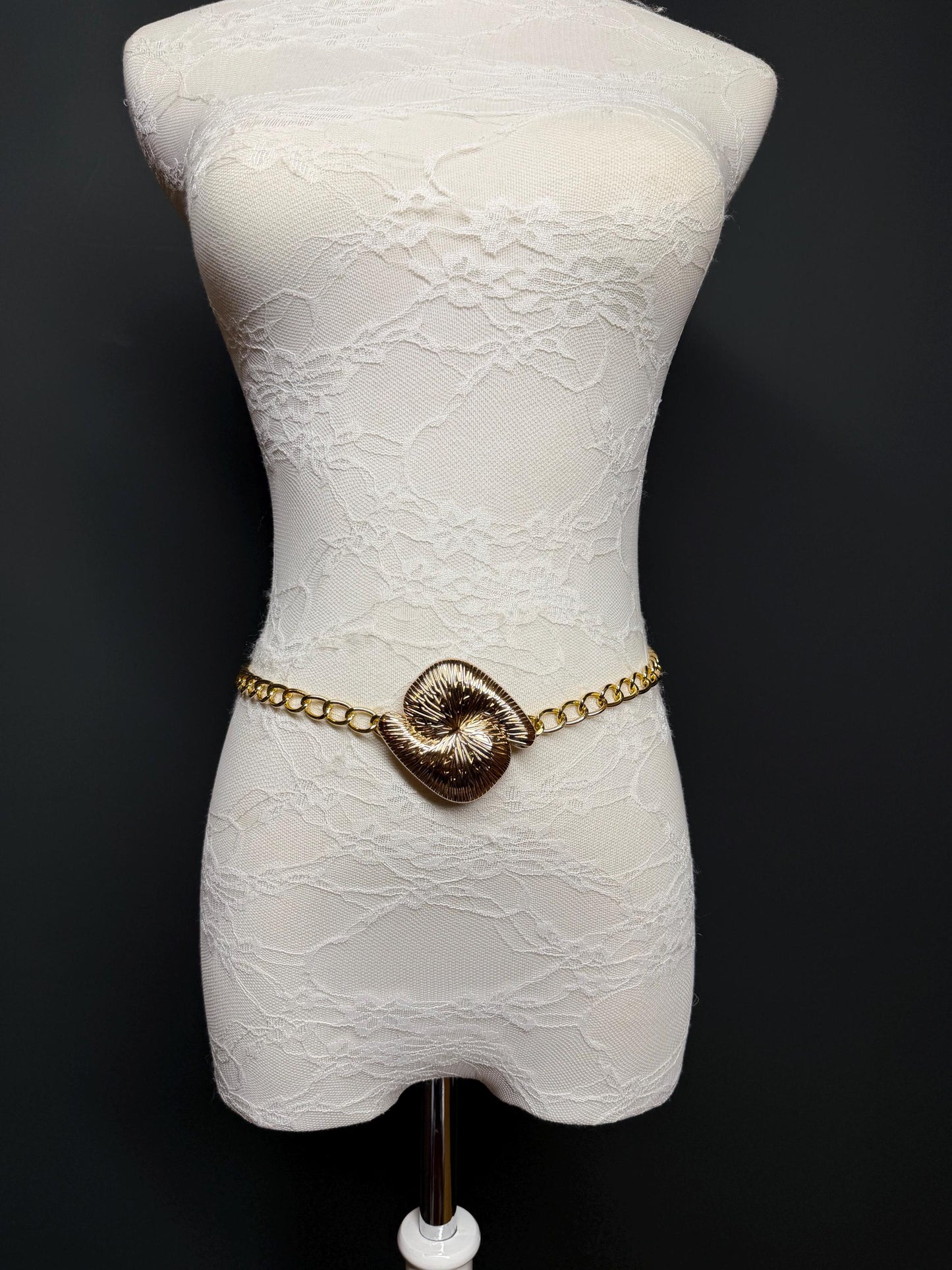 Gold Chain Belt with Statement Buckle – Handmade to Measure 18–60 Inch Waist