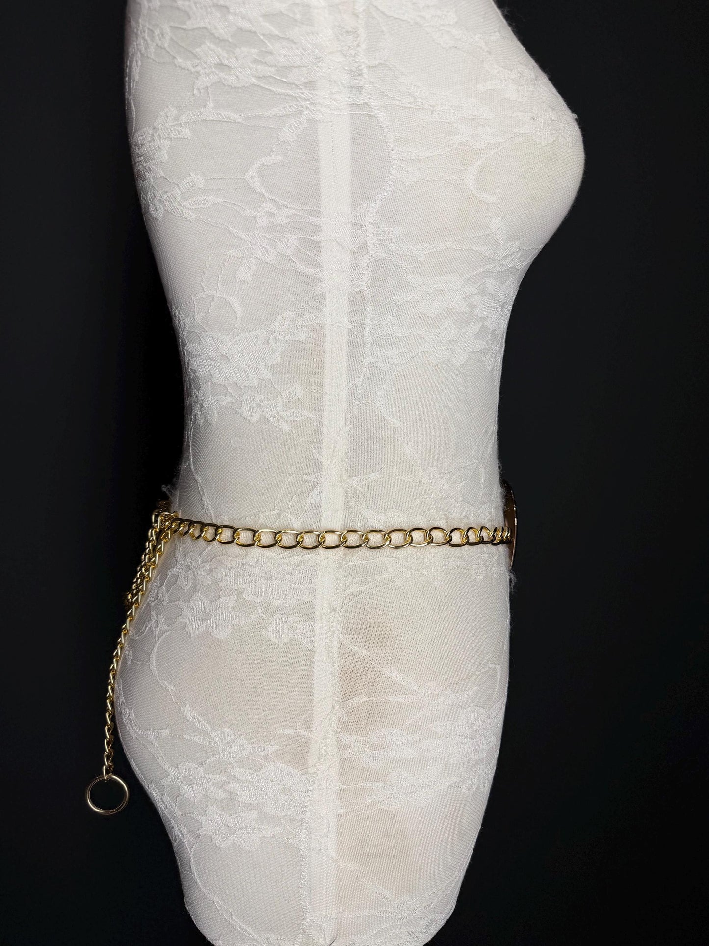 Gold Chain Belt with Statement Buckle – Handmade to Measure 18–60 Inch Waist