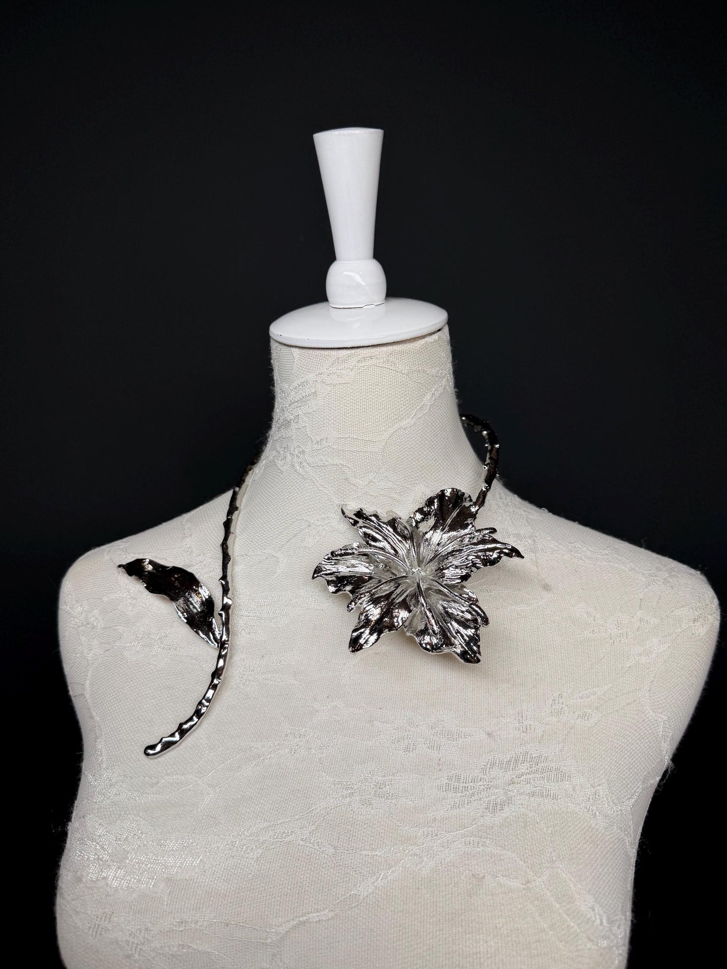 Handmade 3D Leaf Choker Necklace, Bridal Jewelry