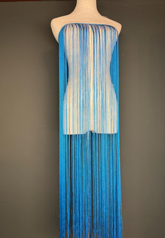 40" Wide Turquoise Blue Fringe Trim, Dense Quality, 27 Colour Options