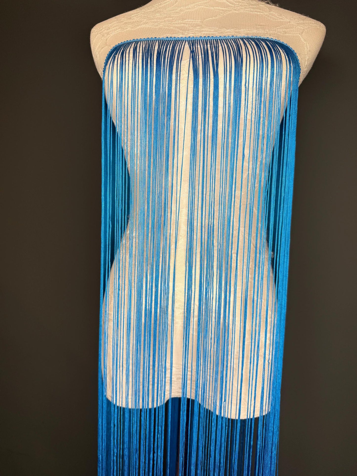 40" Wide Turquoise Blue Fringe Trim, Dense Quality, 27 Colour Options