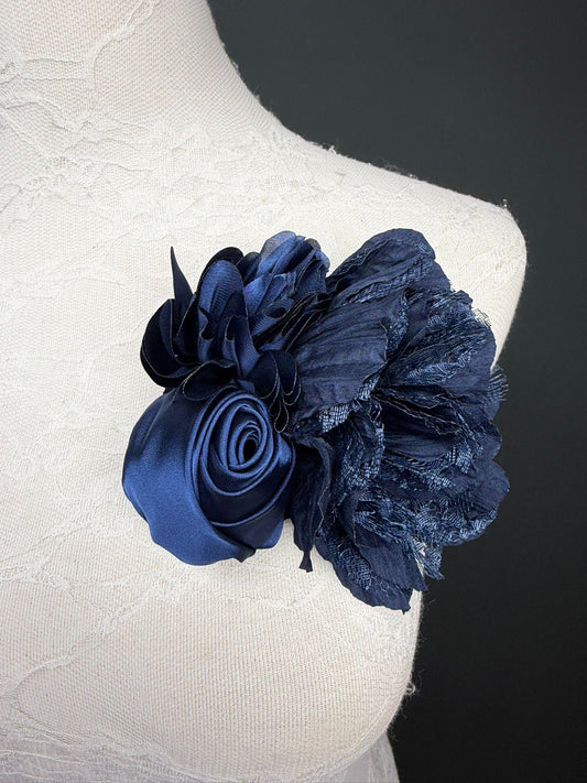 Large Corsage Flower, Navy, 9 colours, 5.5” 14cm Wide