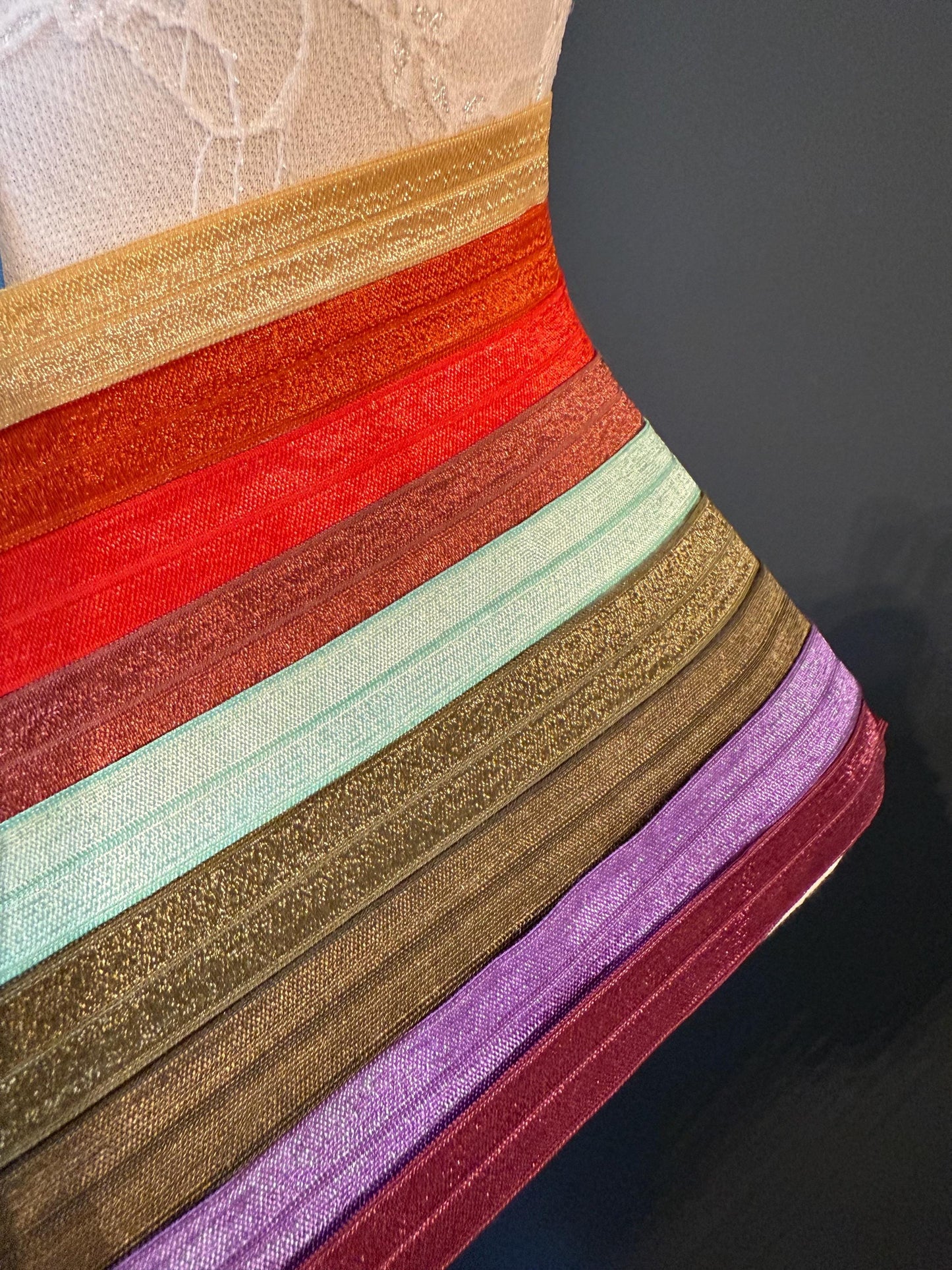 18mm Fold Over Elastic: Shiny Satin Binding for Headbands, Swimwear
