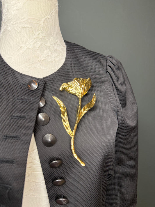 Floral Metal Brooch, Statement Jewelry