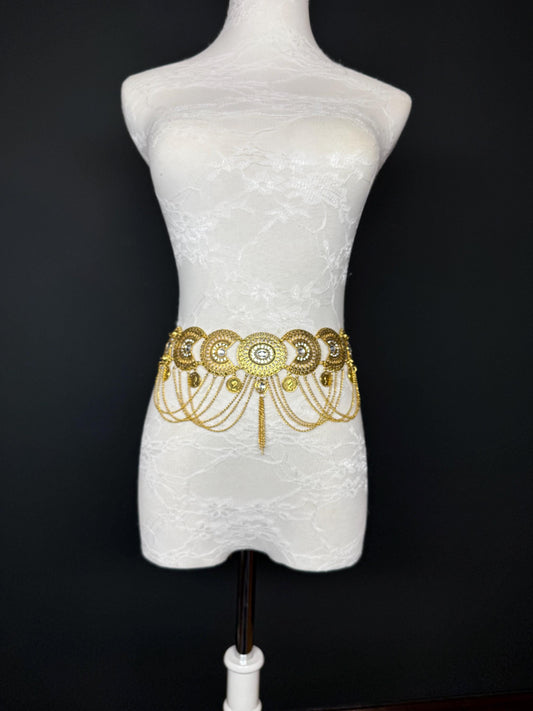 Handmade Antique Gold Disc Belly Chain Belt: Festival Costume Accessory 18-40inch