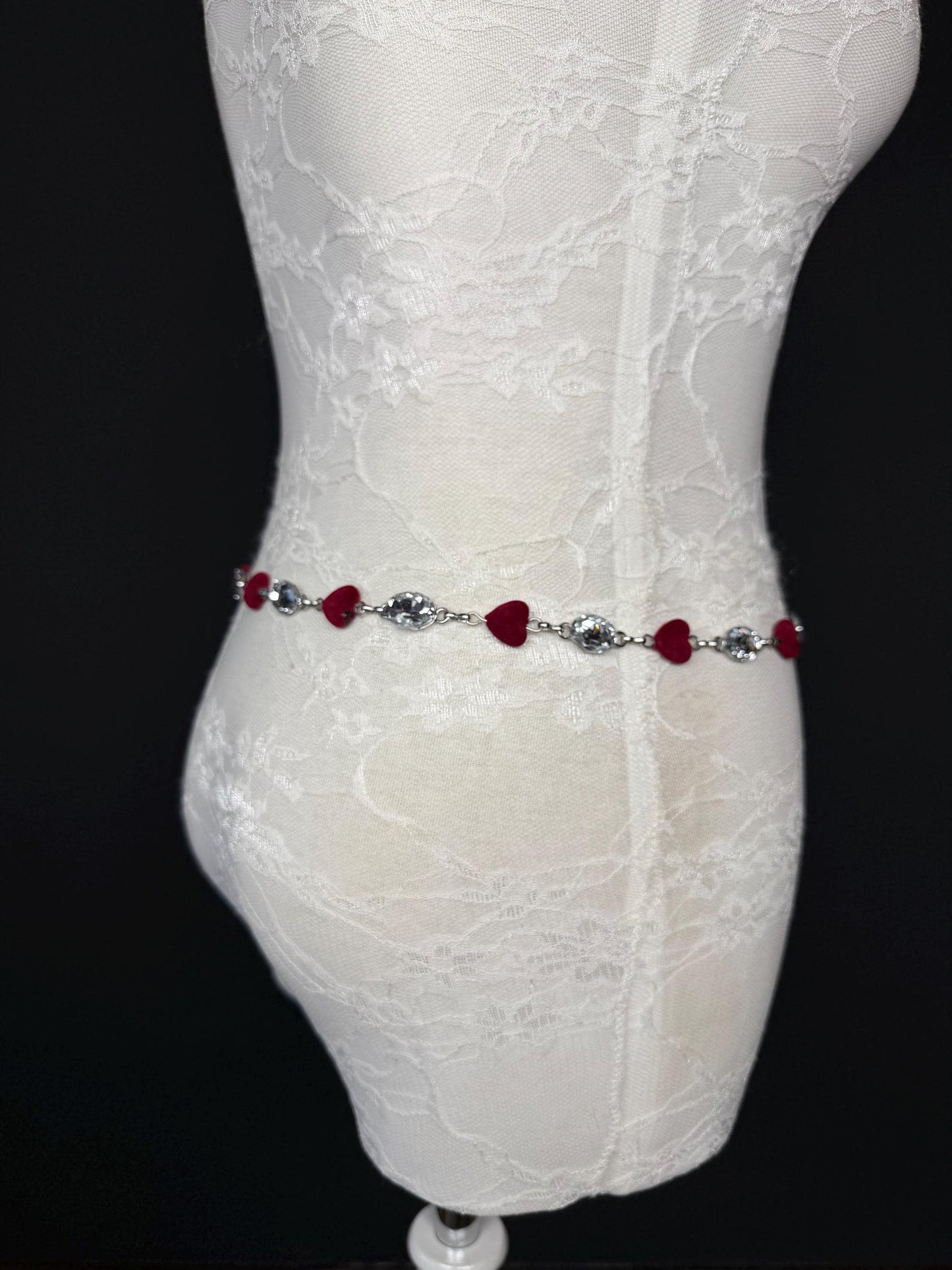 X-long Velvet Heart Jewel Belt, Heart Jewel Belt, Teen Sizes, Size 18”-60”, Fan Design, Fan Collection, Fashion Accessory, Handmade, Gift