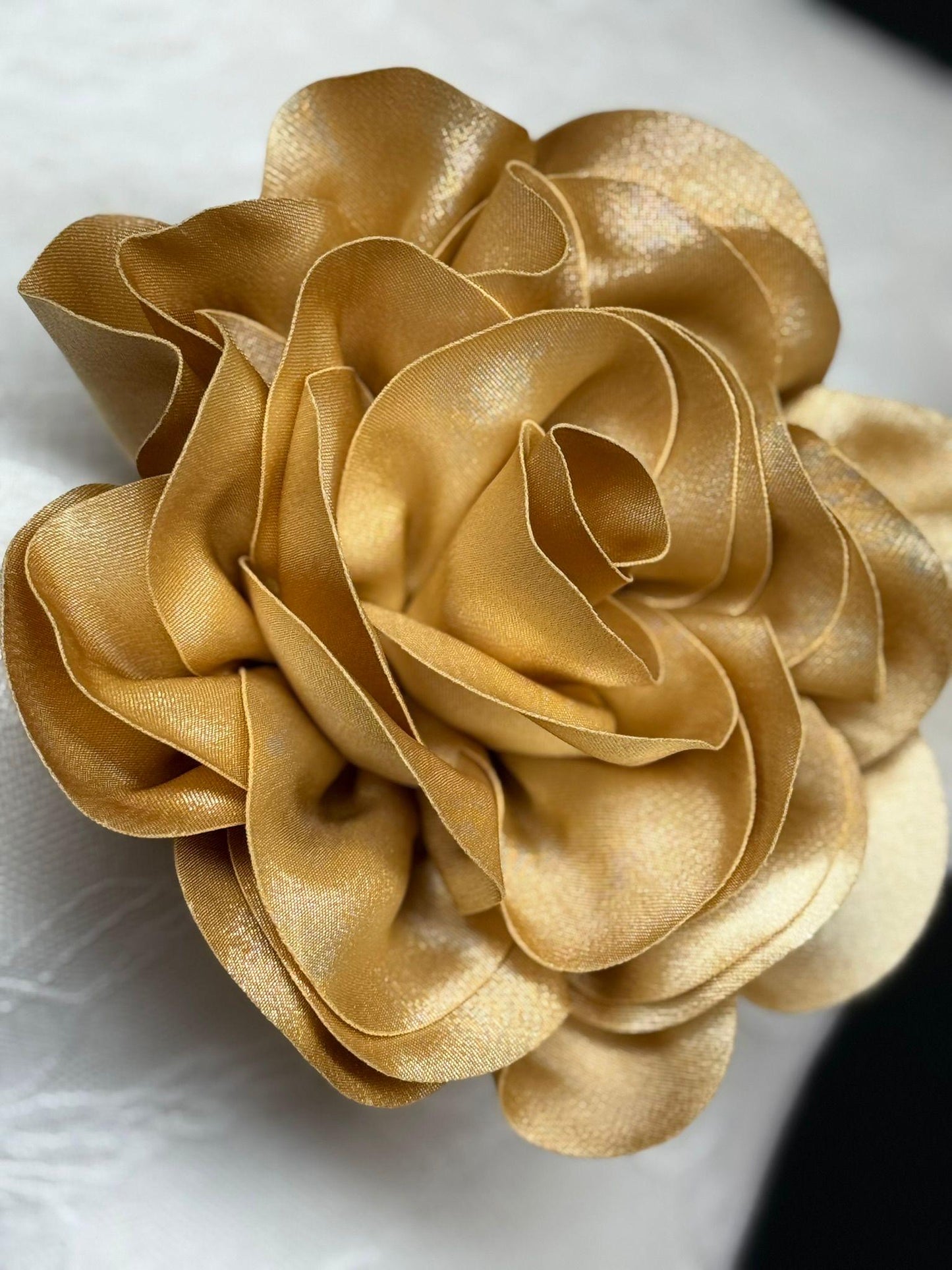 Large Handmade Satin Flower Corsage, Bridal Pin, 8 Inch