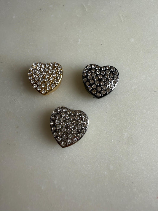 Heart Jewel Button Covers for Shirts (Fits up to 18L), Bridal & Wedding Shirt Accessories