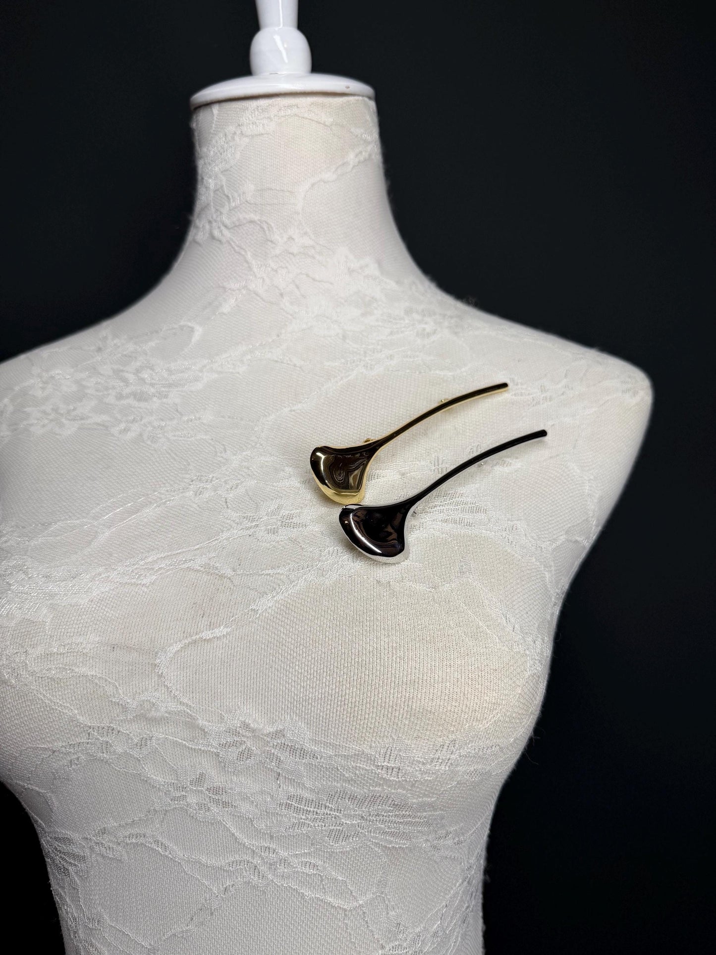Brooch, Statement Brooch, Solid Metal Pin on Brooch, Gold, Silver