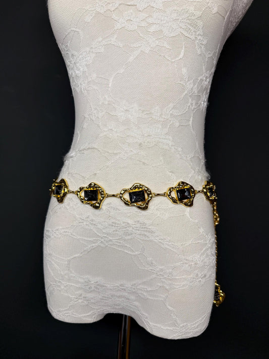 Jewel Belt, Gold Metal Colour Jewel Belt, Warm Tones, Teen Sizes, Size 18”-60”, Fan Design, Fan Collection, Fashion Accessory