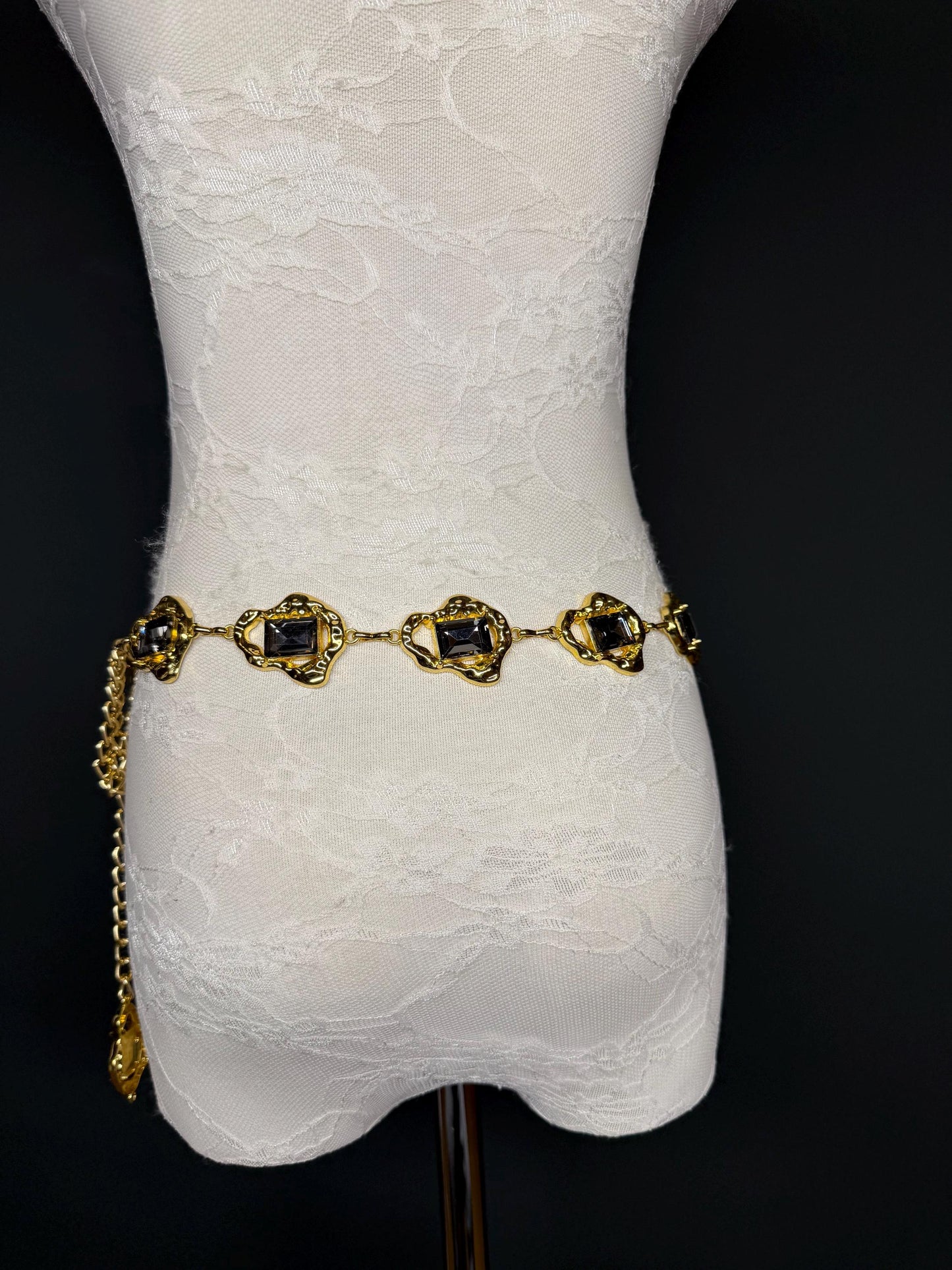 Jewel Belt, Gold Metal Colour Jewel Belt, Warm Tones, Teen Sizes, Size 18”-60”, Fan Design, Fan Collection, Fashion Accessory