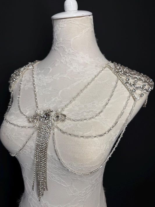 Jewel Shoulder Accessory, Bridal, Elegant, Rhinestone, Beaded shoulder jewellery