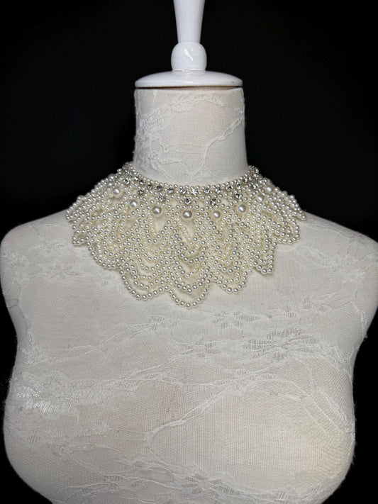 Pearl Jewel Shoulder Accessory, Bridal, Elegant, Rhinestone, Beaded shoulder jewellery