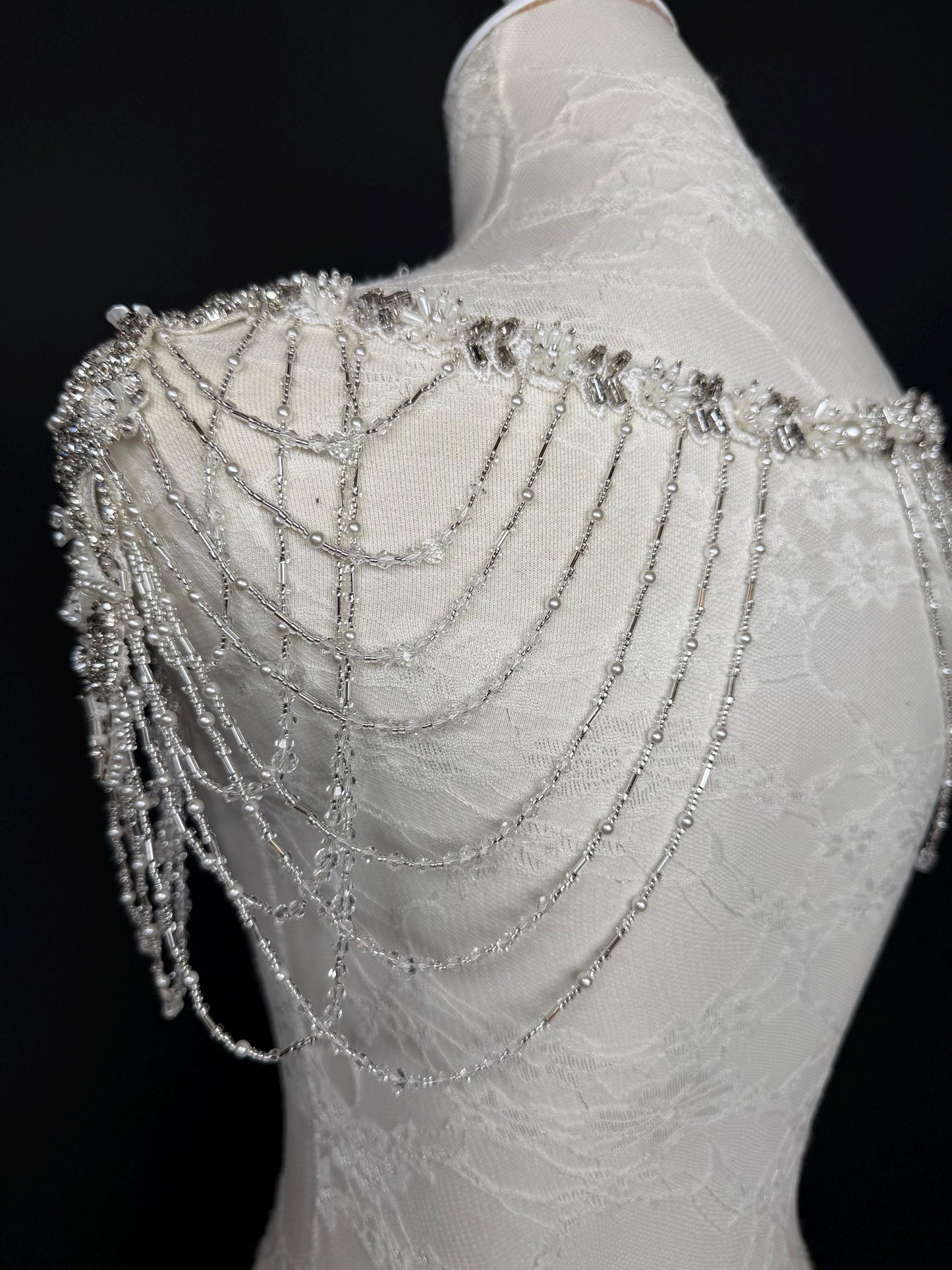 Jewel Shoulder Accessory, Bridal, Elegant, Rhinestone, Beaded shoulder jewellery