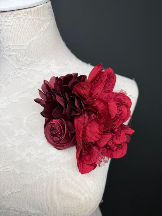 Large Corsage Flower, Dark Red, 9 colours, 5.5” 14cm Wide