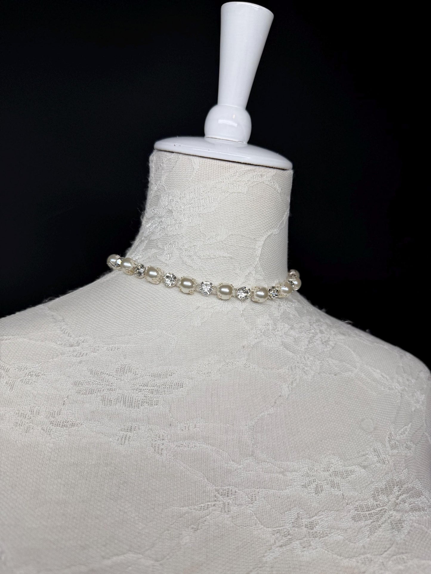 Pearl Jewel Choker: Handmade Elegant Bridal Necklace, Diamante, Jewels, Silver, Bridal Wear, Gift