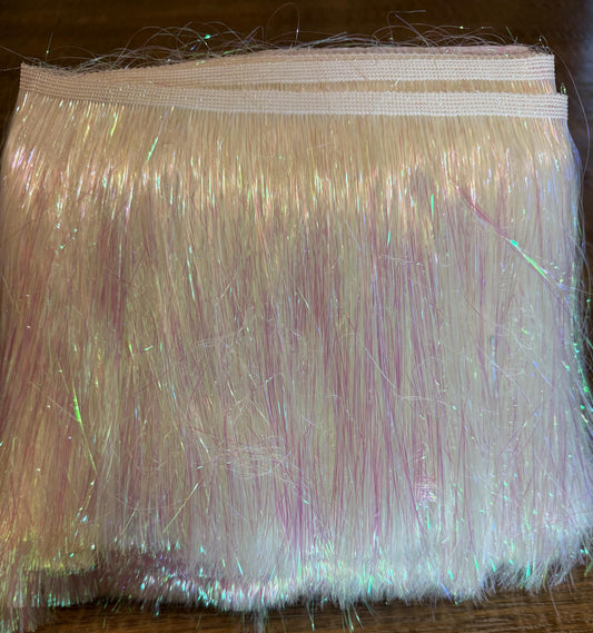 8” Wide Pearlescent White Tinsel Fringe, 9 colours