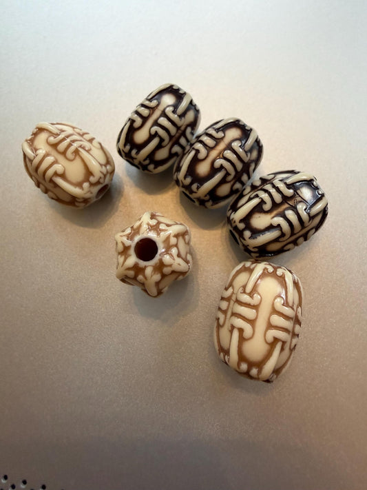 Beads, Wood effect beads, Mock wood beads