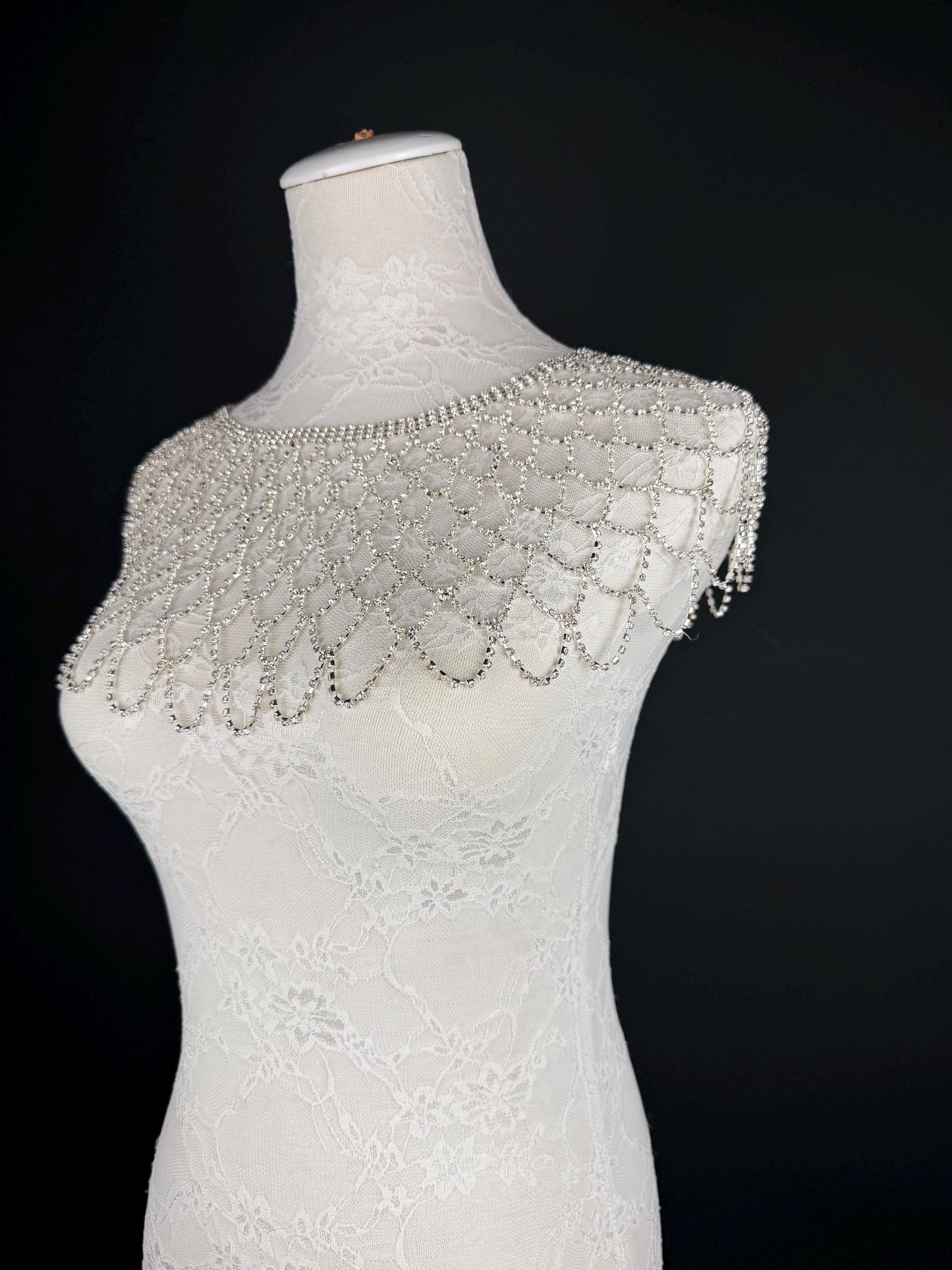 Shoulder Body Jewelery, Rhinestine Diamanté, Silver