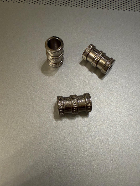 Metal Beads, Cord Ends, Silver Solid Metal, Engraved, 16mm x 10mm, Bead Cord ends
