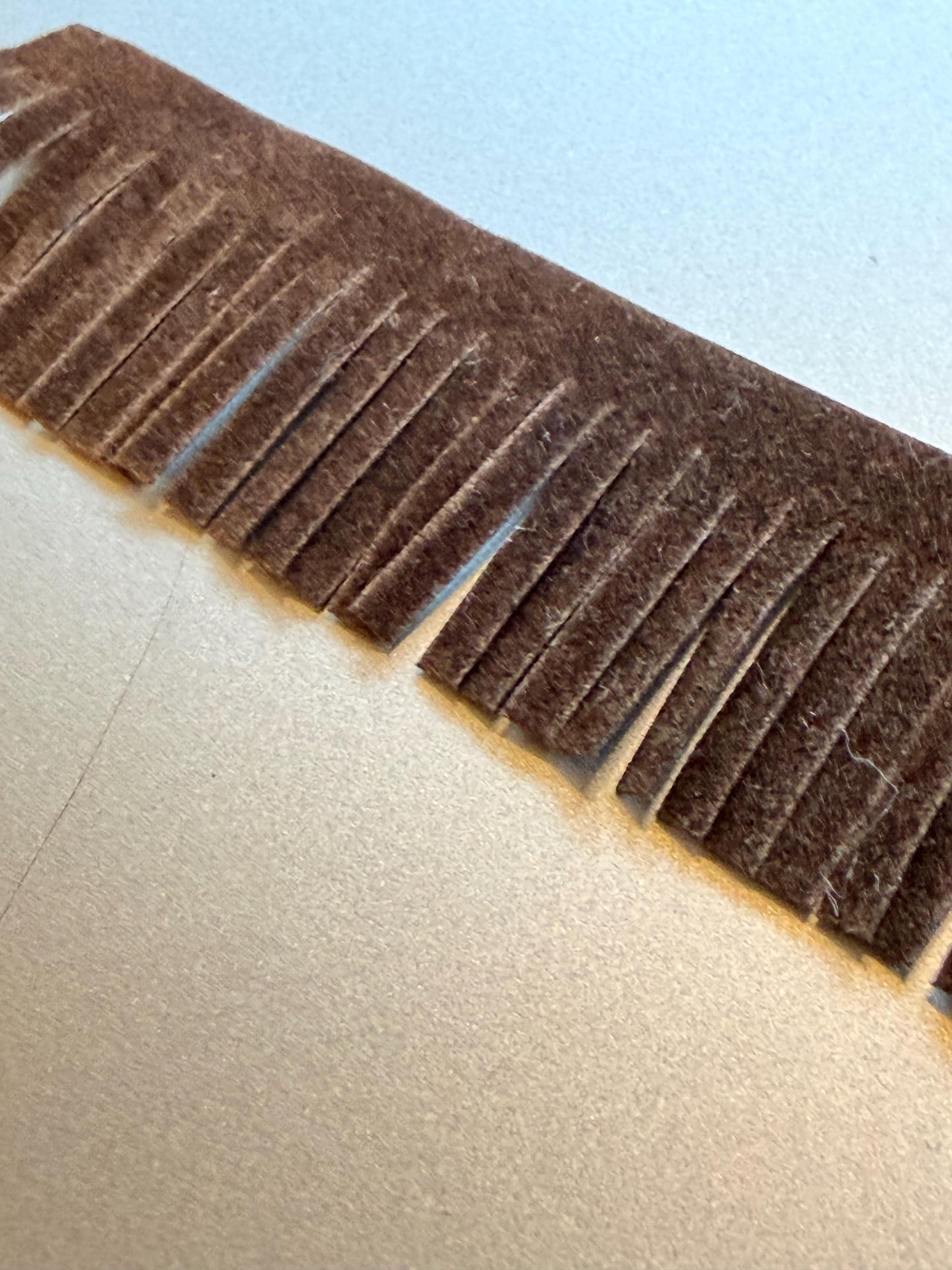 Faux Suede Fringe Trim, Brown, 2” Wide