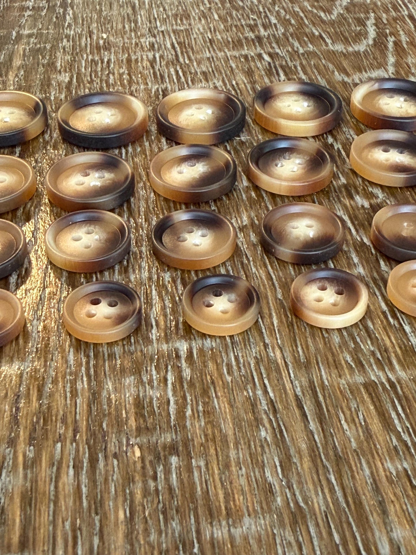 6 pcs Buttons, Polyester Mock Horn Design Buttons, 4 Sizes