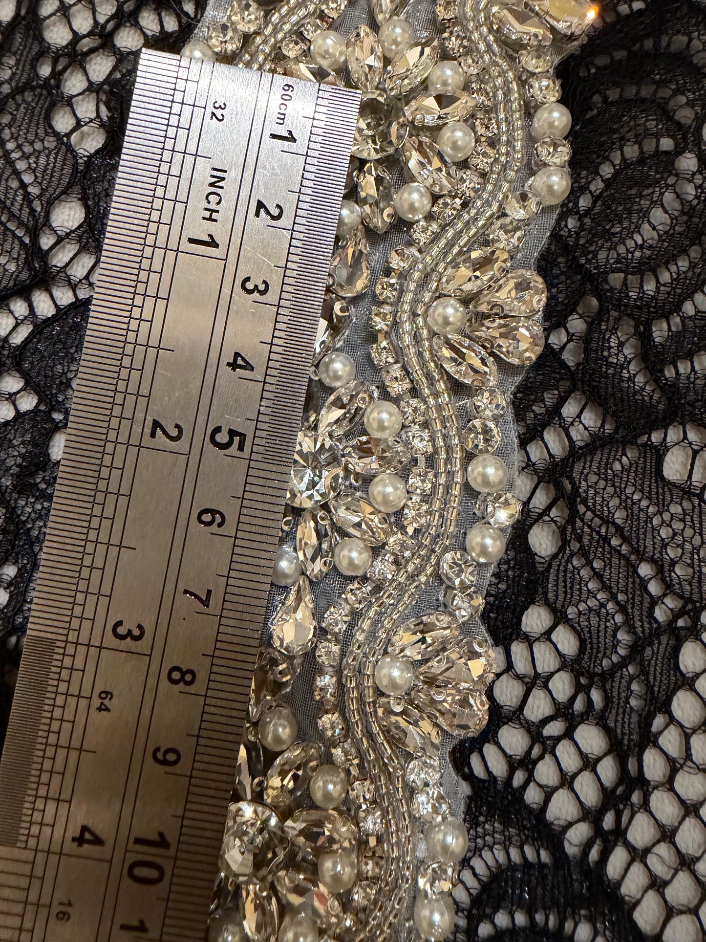Jewel Diamanté Pearl Trimming, Sew on, Iron On, Bridal, Weddings, furnishing, couture
