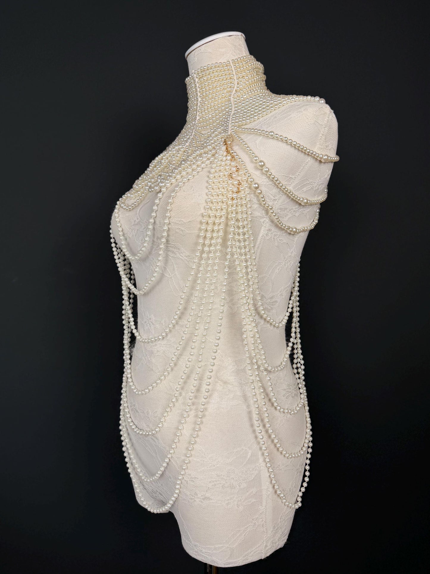 Pearl Body Necklace, Vintage Style Body Jewelry