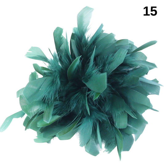 Large Faux Feather Corsage, Green, 26 colours, 10” Wide, 25cm, Pin on Corsage, Bridal, Clothing, Dress, Hat, Accessory, FAN Design