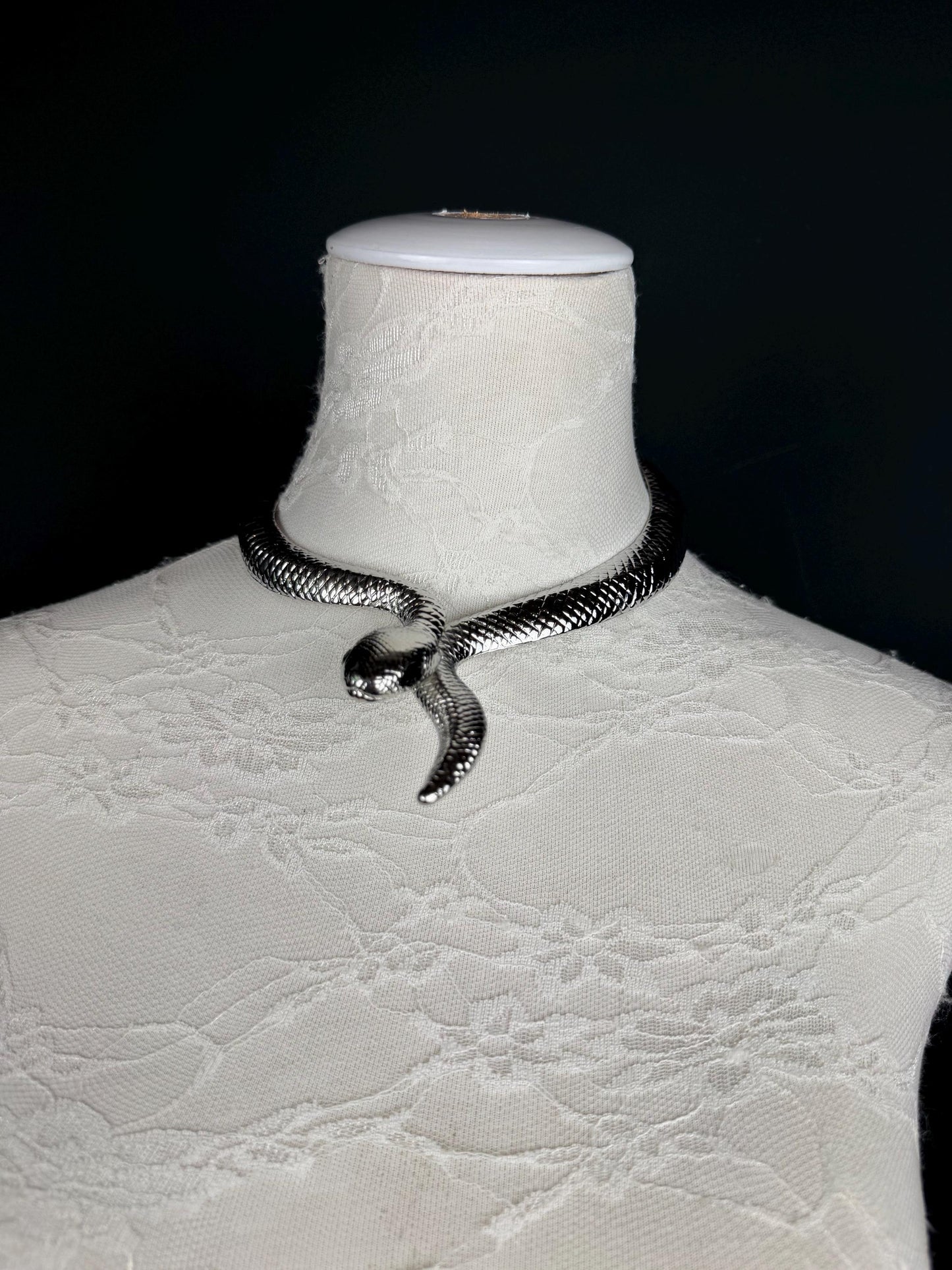 Snake Choker Necklace, Premium Gold or Silver, Solid Metal Elegant Choker