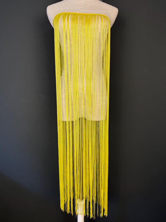 40" Wide Dense Fringe Trim, Sunshine Yellow, 27 Colour Options