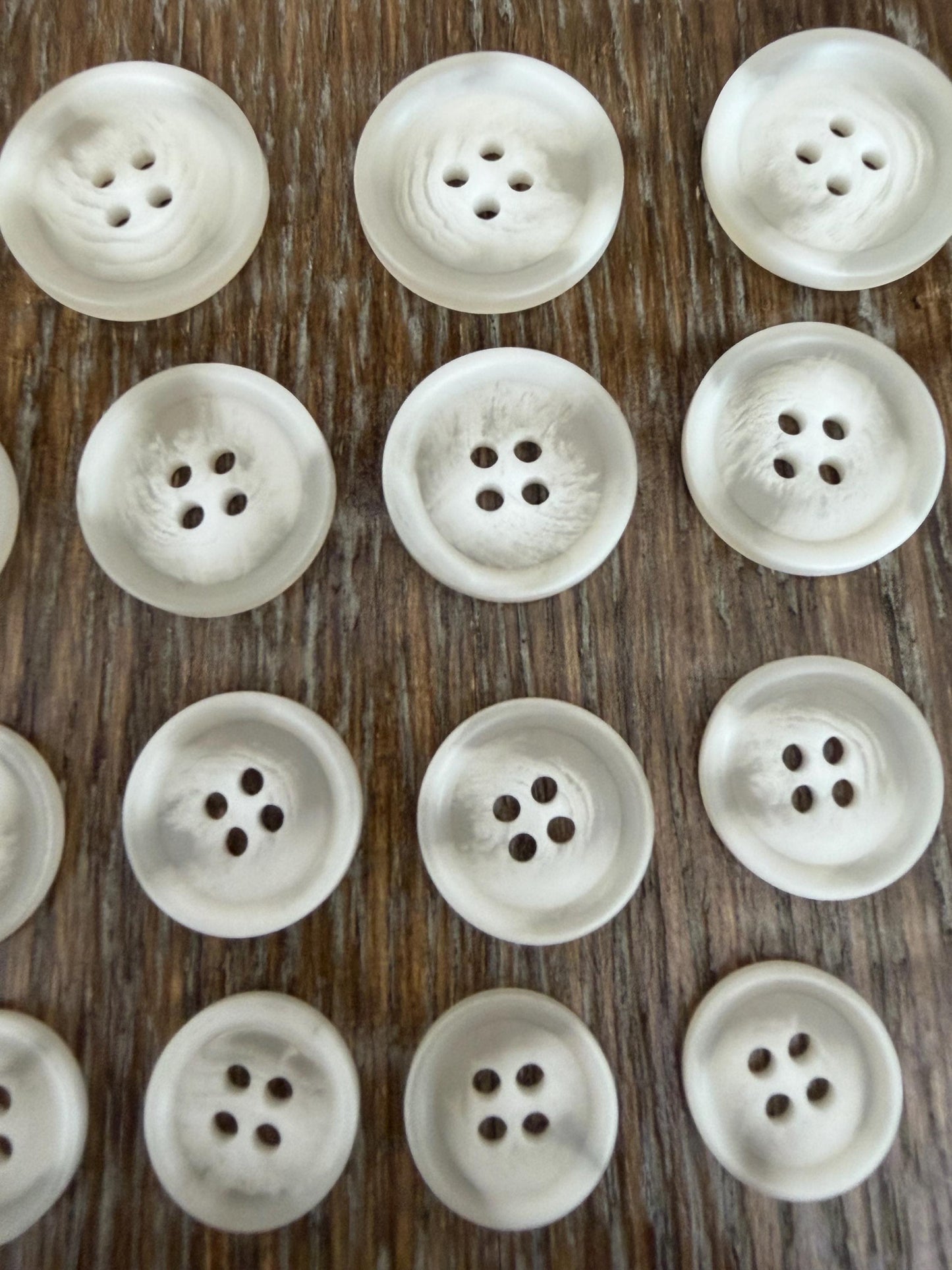 6 pcs Buttons, Cream Polyester Mock Horn Design Buttons, 4 Sizes