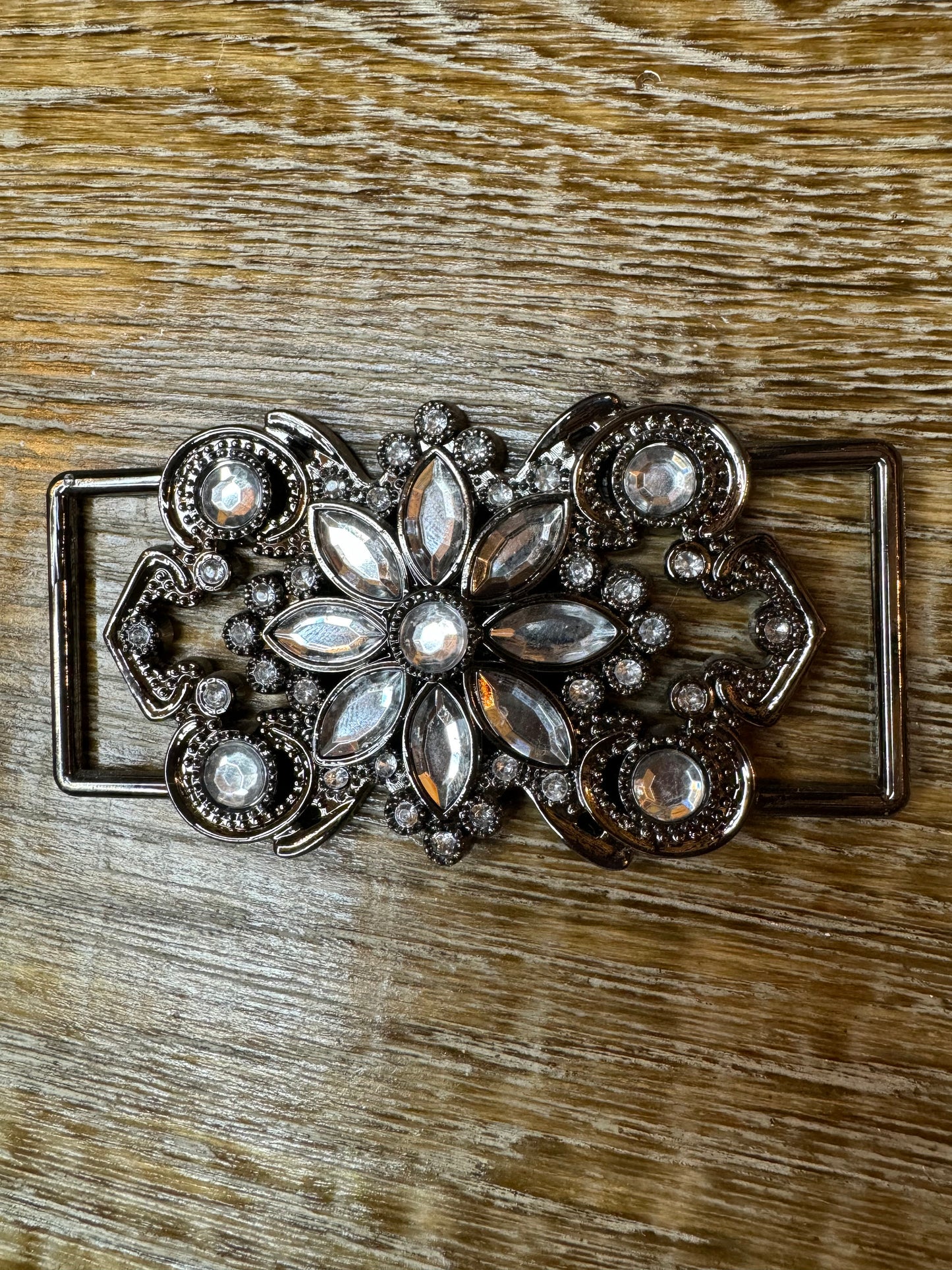 Gunmetal Jewel Buckle 10.5cm x 4.5cm