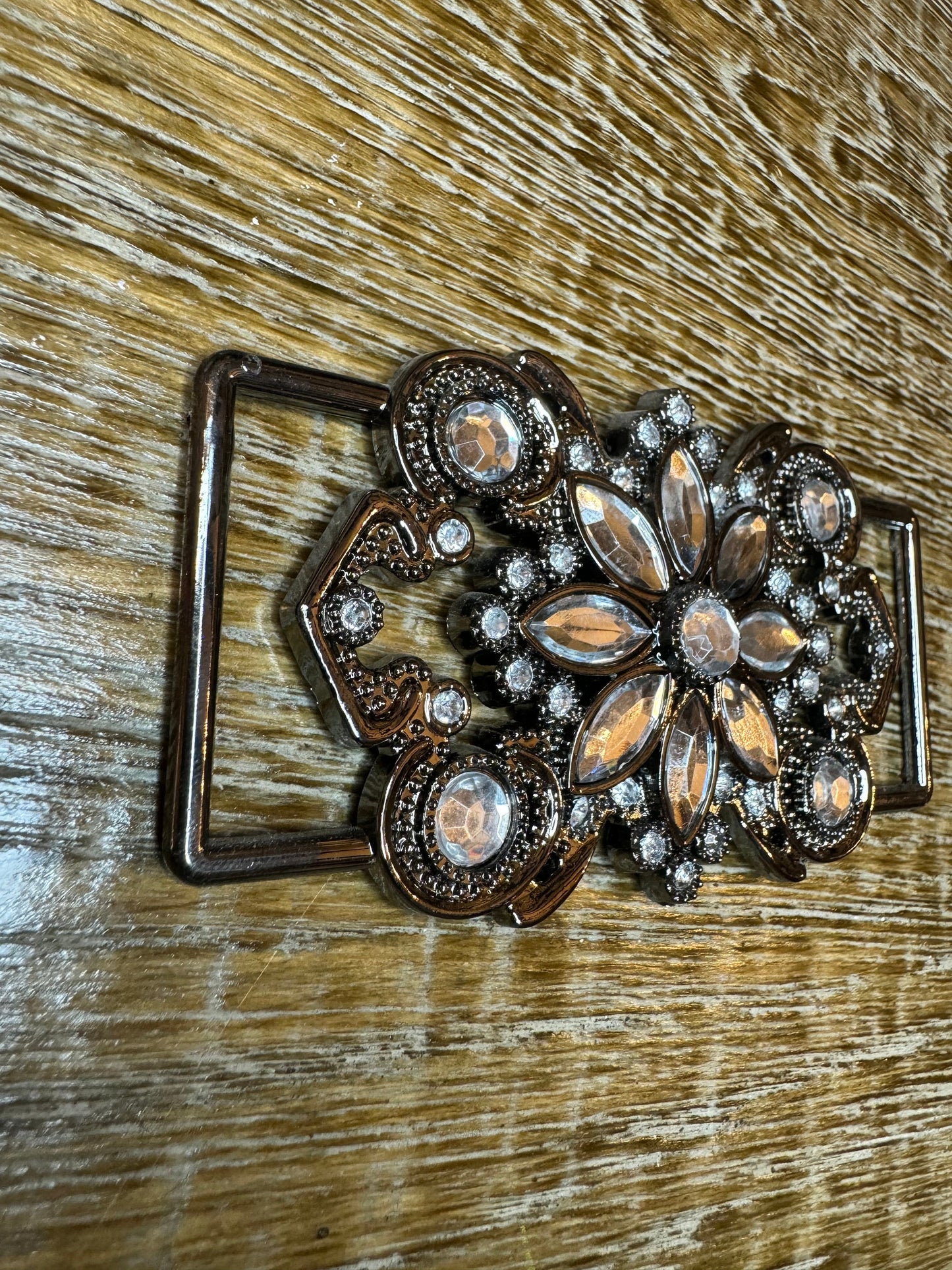 Gunmetal Jewel Buckle 10.5cm x 4.5cm