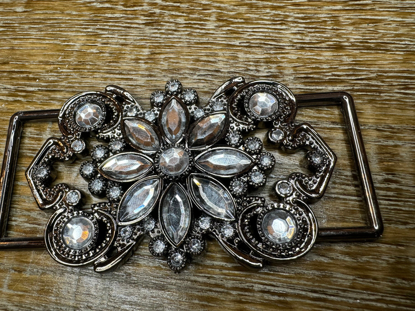 Gunmetal Jewel Buckle 10.5cm x 4.5cm