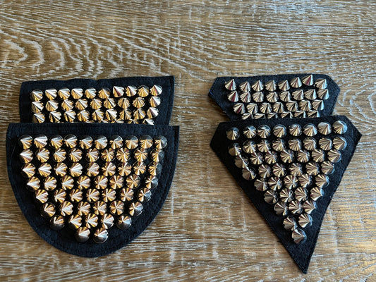 Studded Shoulder Patches - Gold curved Silver angled