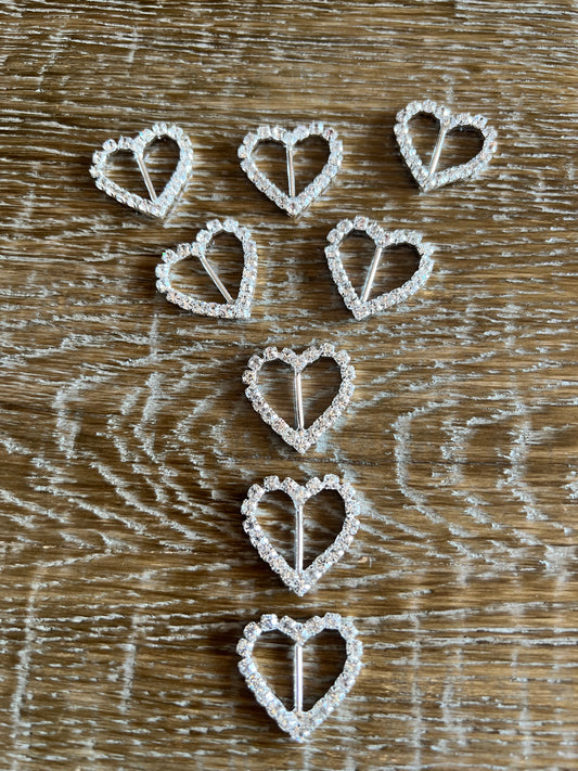 22mm Diamante Heart Buckle
