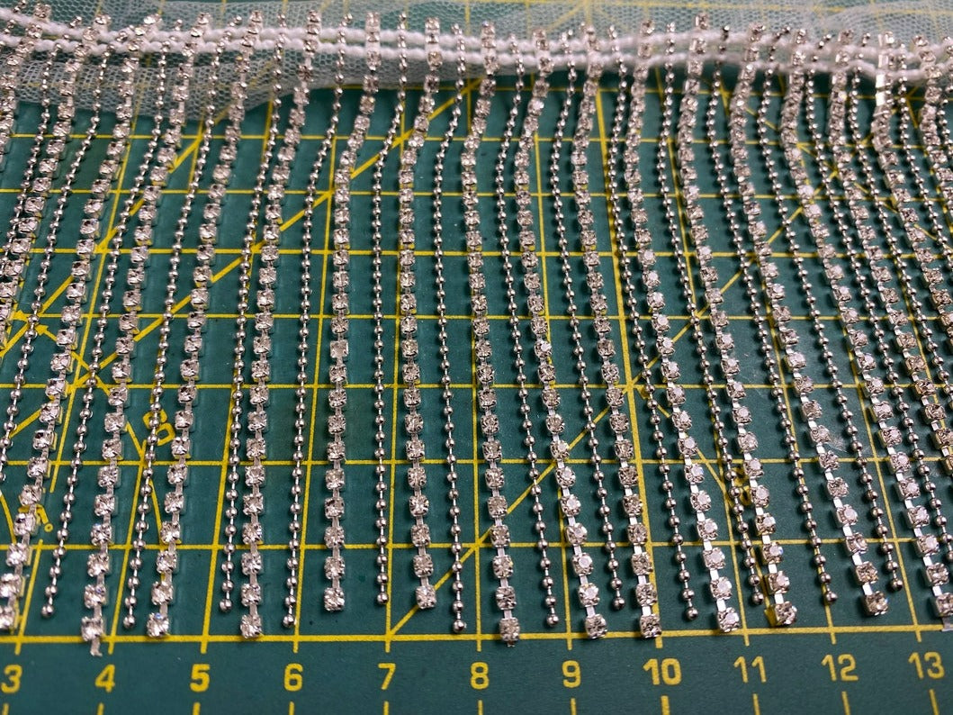 9cm Diamante Fringe Trim