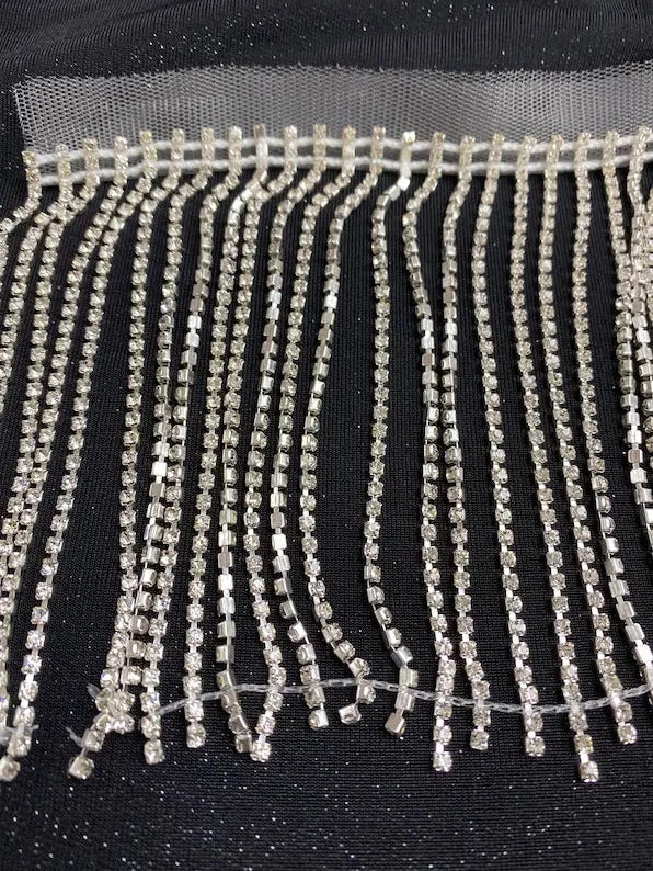 12cm Diamante Chain Fringe