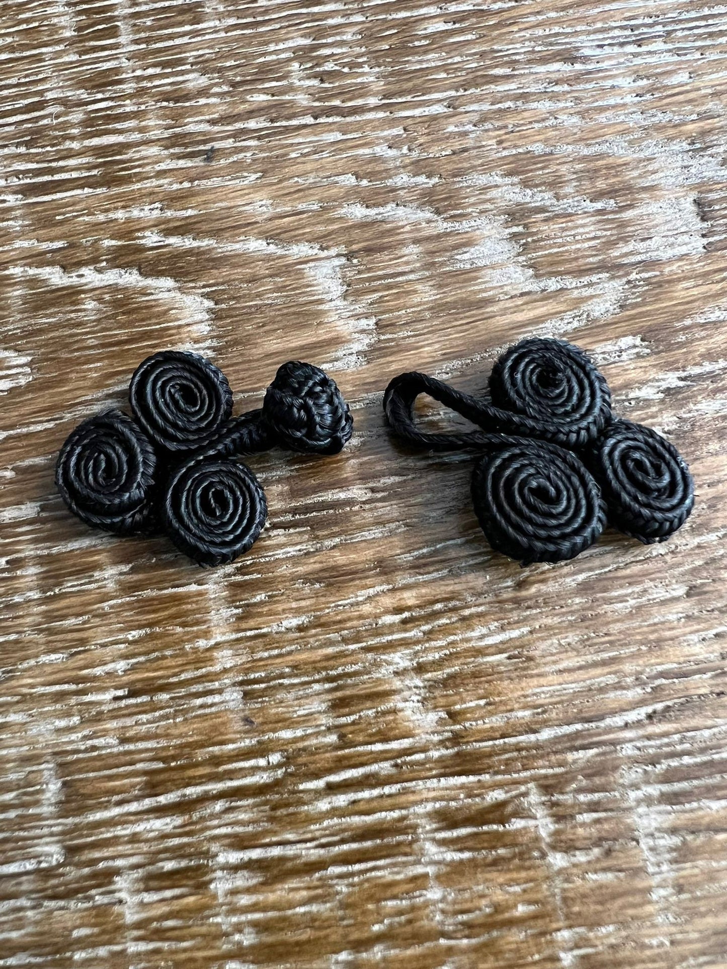 2 Sets of Frog Fasteners, Black & Ivory Satin effect Frog fasteners