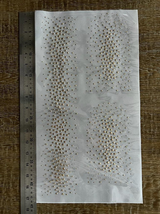 Rhinestone Transfer, Hot Fix Motif Iron On Patch Design Transfer, 41cm x 21cm, Gold Stud Hot Fix Design