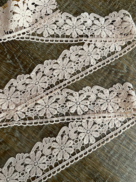 Beige Lace 2.5” Wide, Scalloped Edge