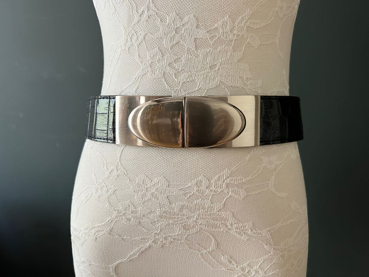 Metal Buckle Detail Elastic Belt 4cm