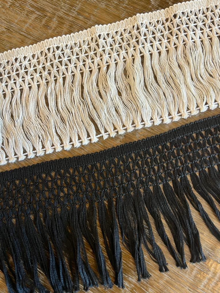 10cm Soft Cotton Fringe in Ecru or Black