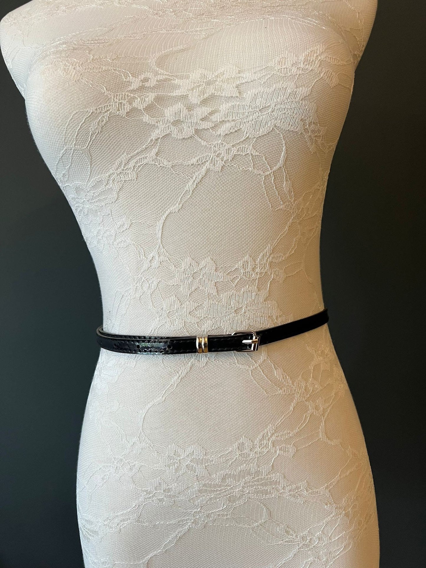 Patent Black Skinny Belt